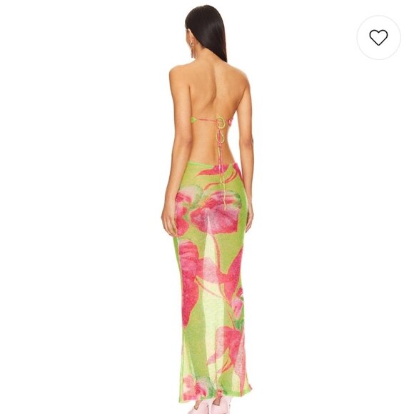 NWT Retrofete Fontelina Dress Lime Anthurium Swim Coverup Size L - Picture 4 of 13